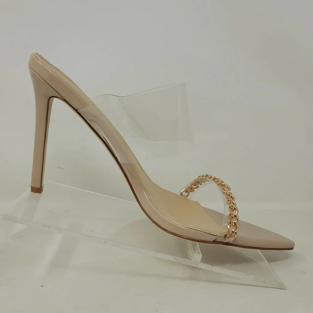 Vivianly Women's Pumps Sz 11 M heeled sandals Pointed Toe Nude Clear